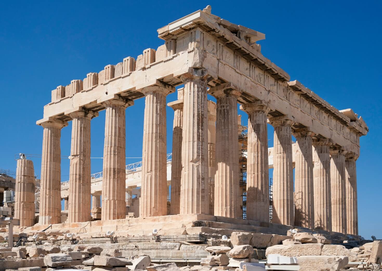 Ancient temple with blue sky in Athens