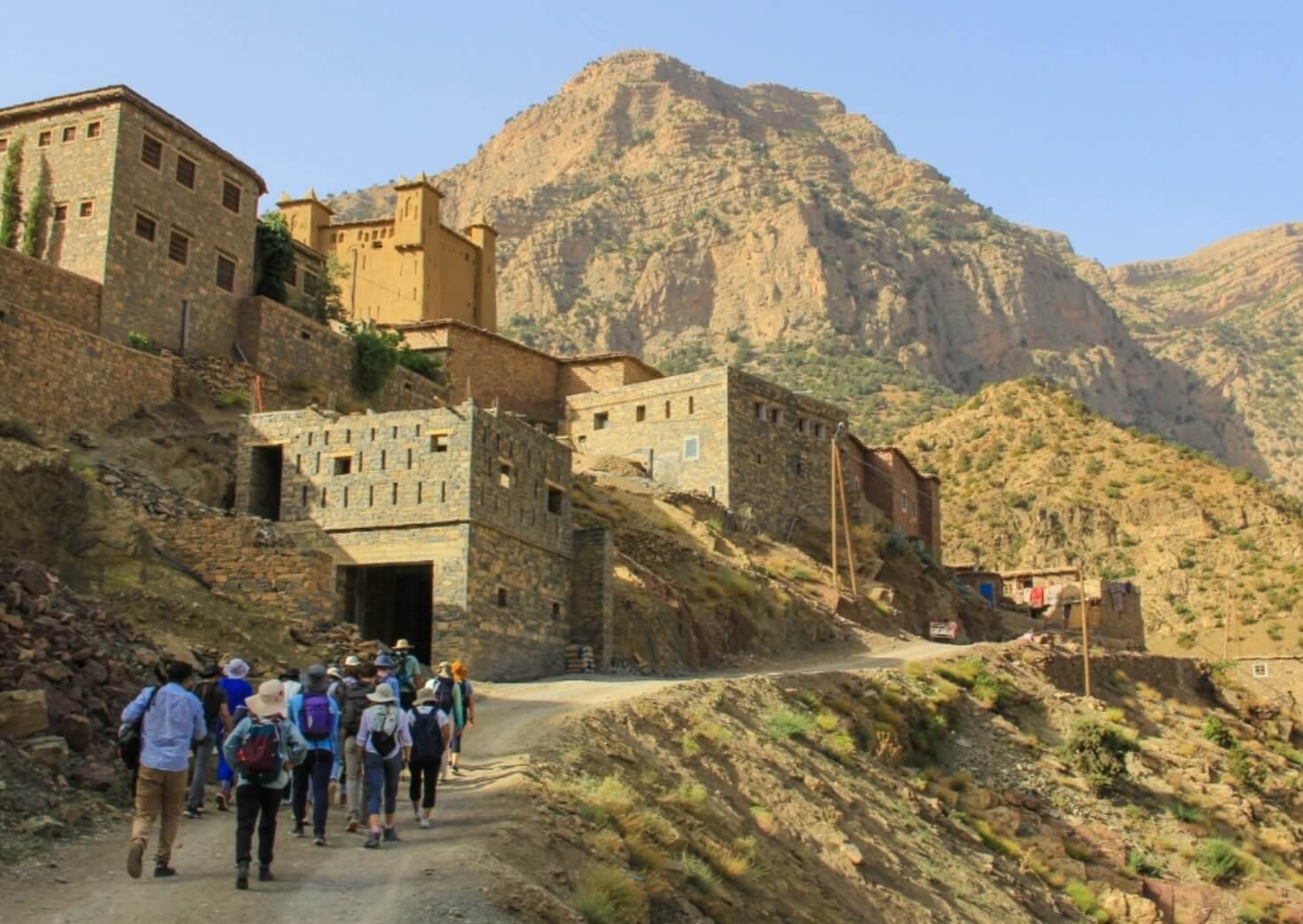 Students taking hike on sunny day on italy and greece program