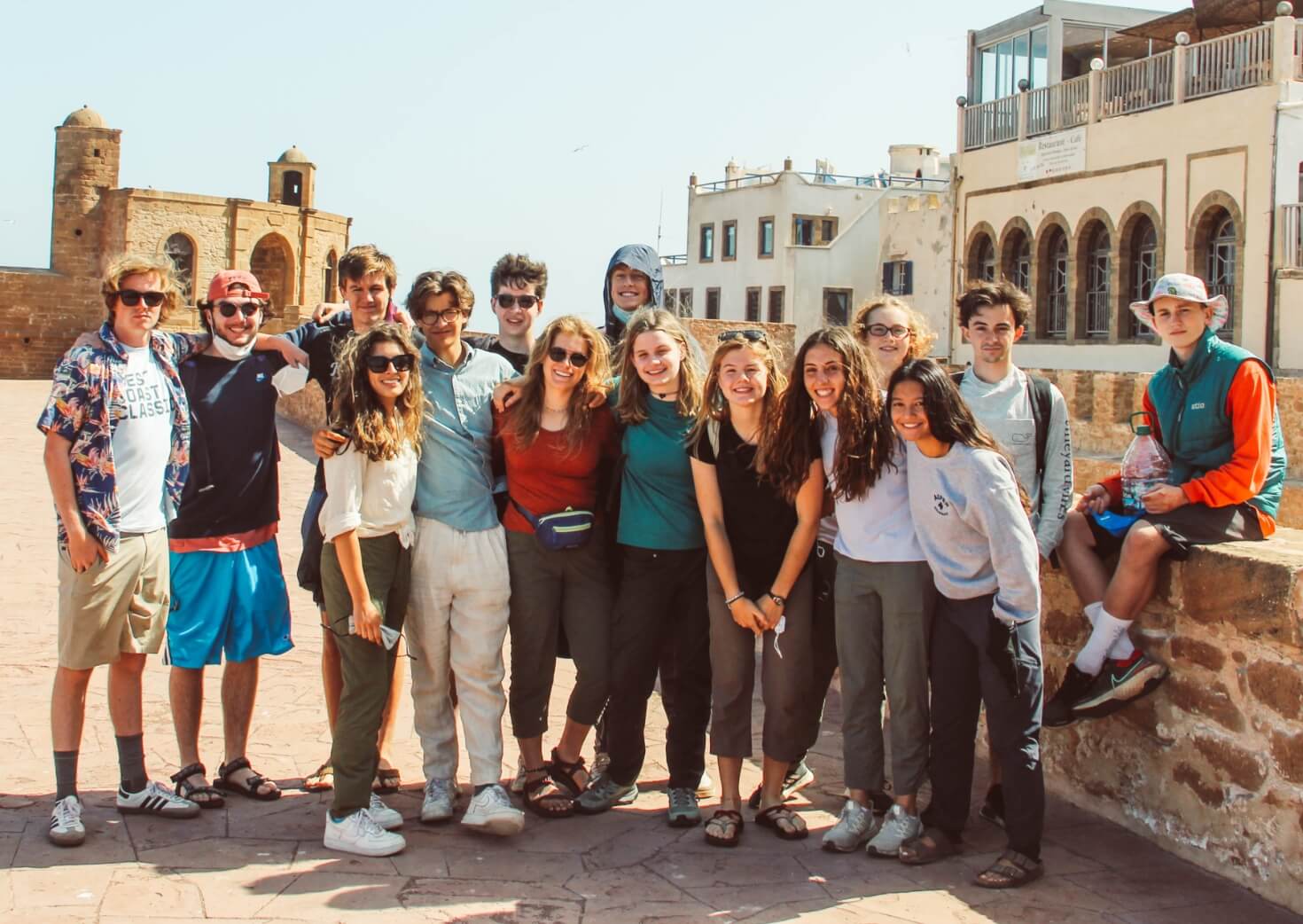 Students taking hike on sunny day on italy and greece program