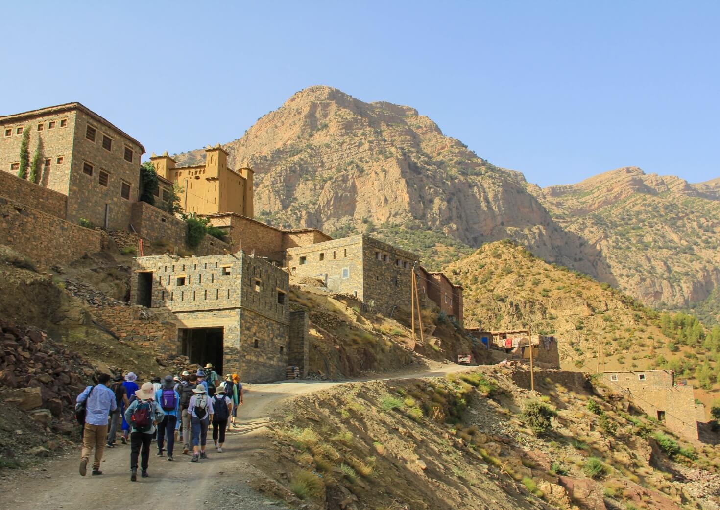 Students taking hike on sunny day on italy and greece program