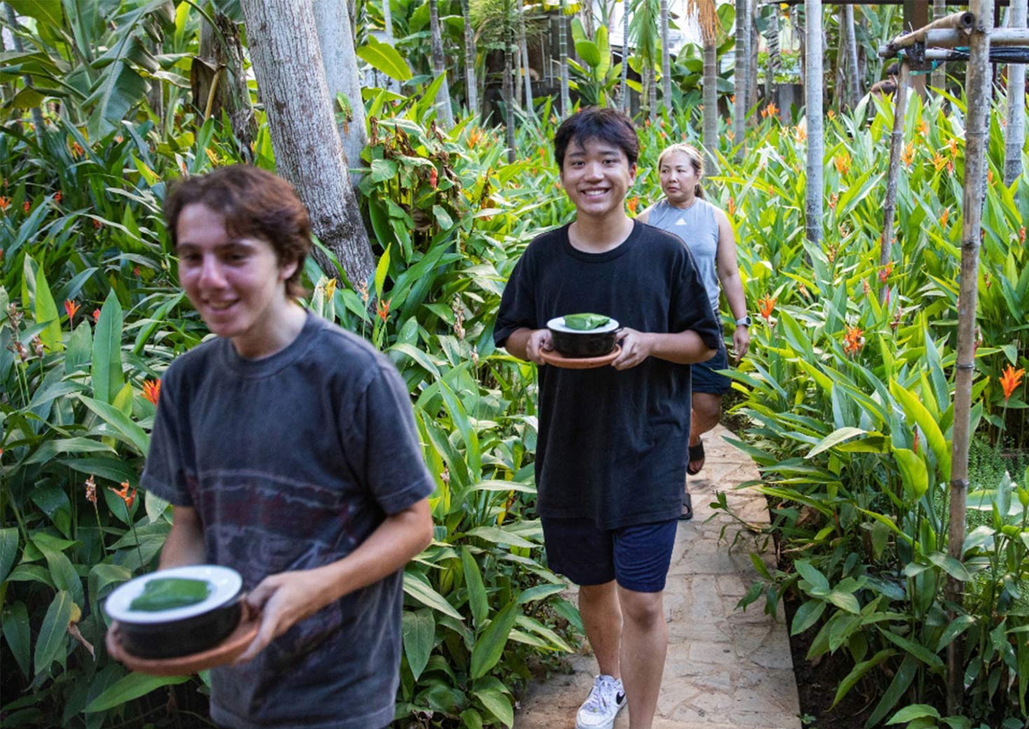 Students taking hike on sunny day on italy and greece program